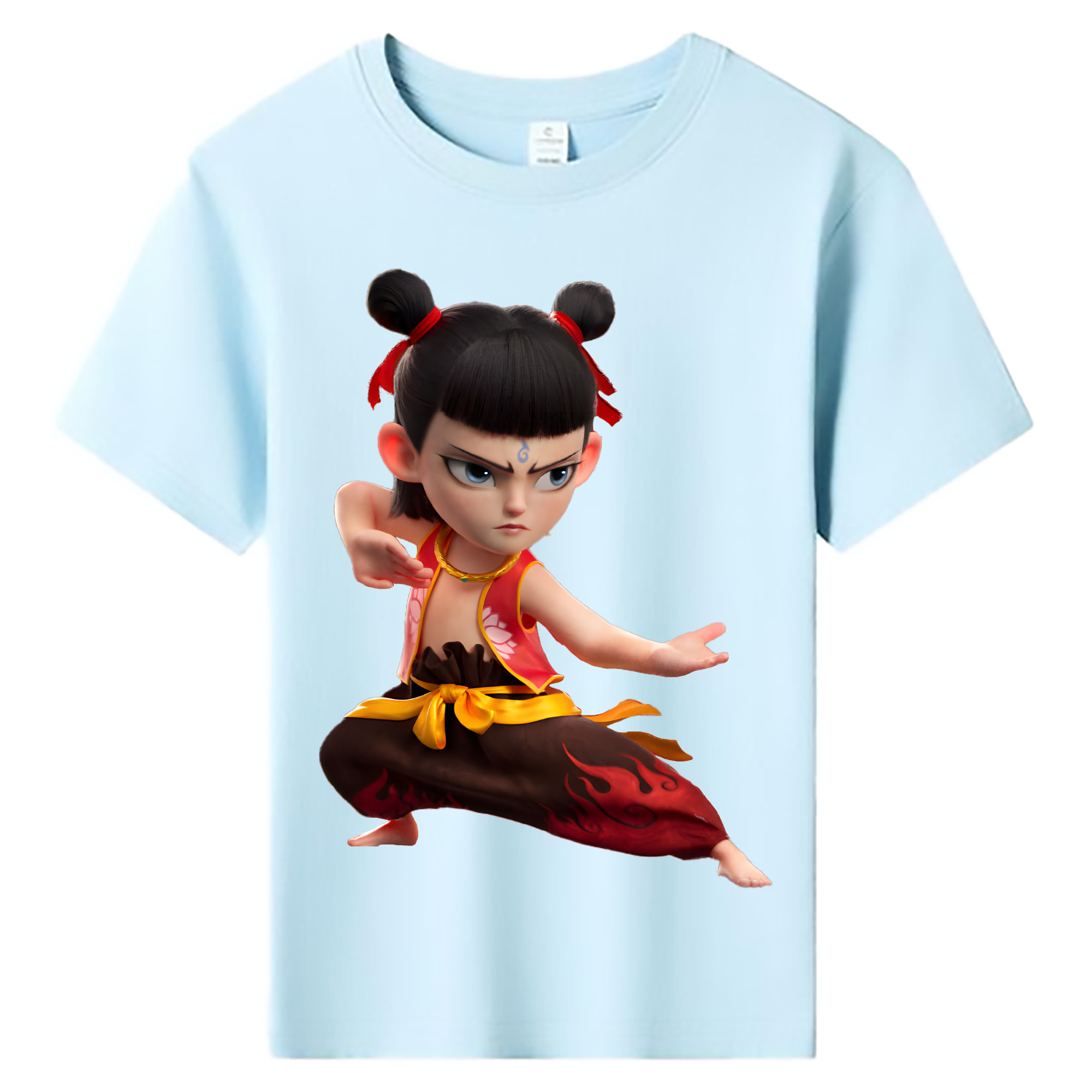 （画像用） Ne Zha 2 ナタ 魔童の大暴れ 綿100％キッズTシャツ（フロントプリント）